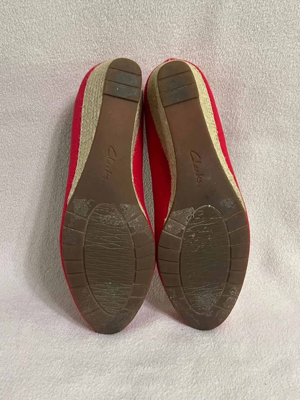 Clarks Mallory Luna Platform Wedge Shoes Red Slip On Women's Size 8.5
